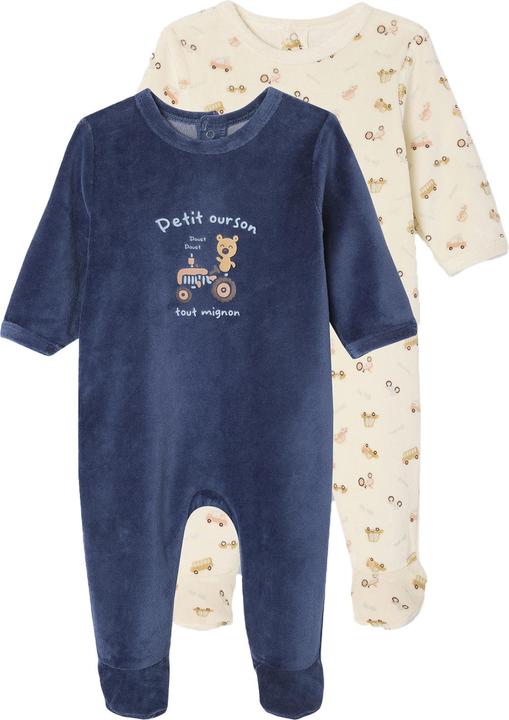 Produktbild Vertbaudet 2er-Pack Baby Samt-Strampler mit Recycling-Polyester, Feuerwehr (86)
