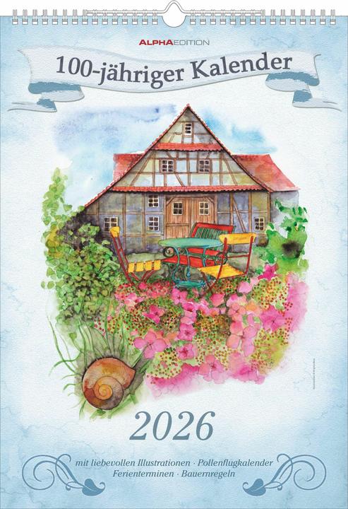 Produktbild 100-jährigerKalender2026-BildkalenderA3(29,7x42cm)-mitFeiertagen(DE/A (A3)