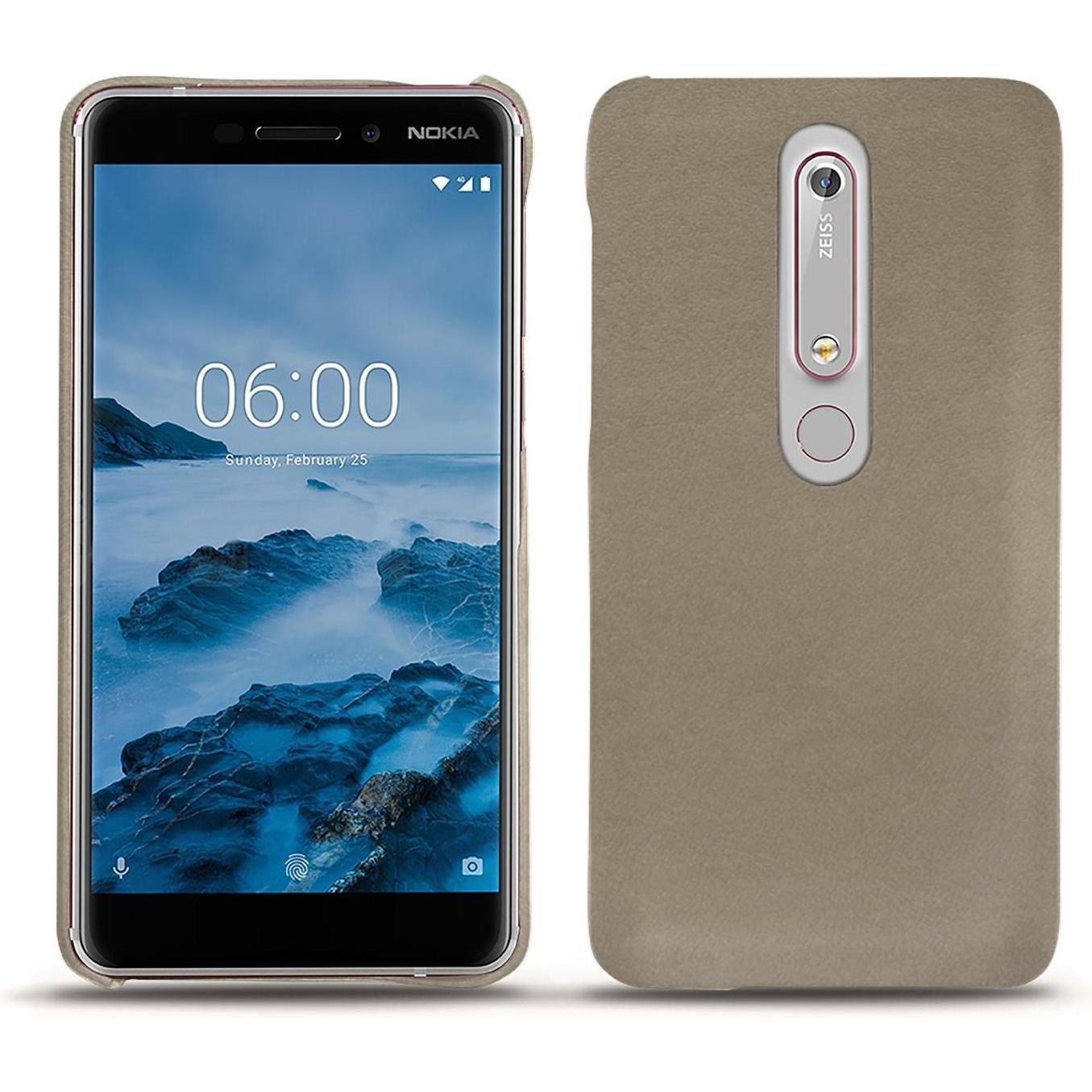 Thumbnail - Noreve Lederschutzhülle (Nokia 6 (2018)), Smartphone Hülle, Beige