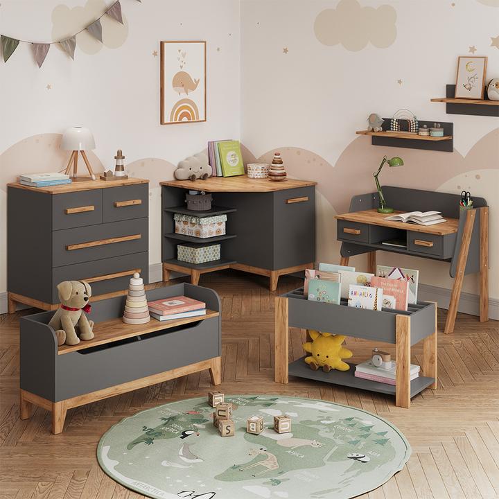 Actual product image Vicco Changing table Malia, Gray/Artisan/Artisan, 108 x 98 cm with 2 drawers