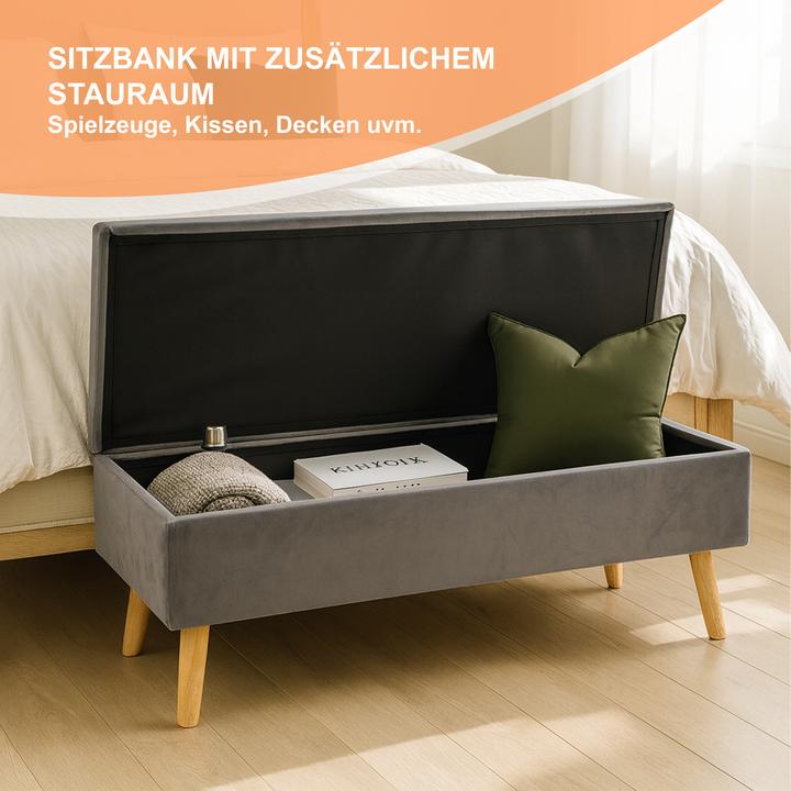 Produktbild Relaxdays GmbH Sitzbank Samt mit Stauraum (110 cm)