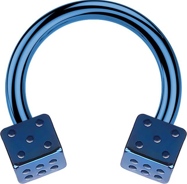 Image du produit Star Piercing Micro Circular Barbell bleu foncé avec deux cubes (sans laiton, Acier chirurgical 316L)