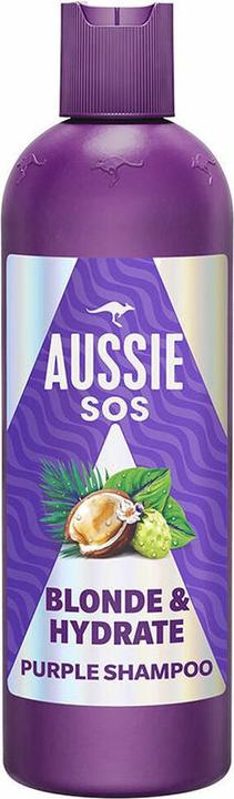 Immagine prodotto Aussie SOS Blonde & Hydrate Purple Shampoo 300ml per capelli decolorati e con mèches (Shampoo per pidocchi, 300 ml)