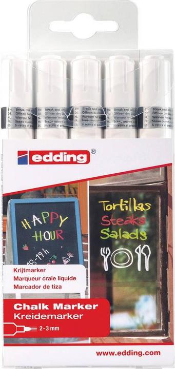 Edding Marcatore a gesso colori brillanti su tavole e bianco (5x)