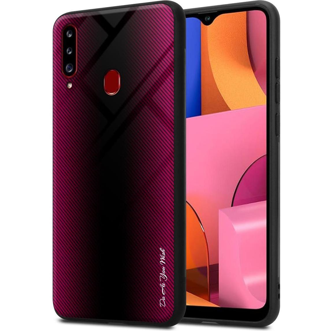 Thumbnail - Cadorabo TPU Gestreiftes Glas Cover (Samsung Galaxy A20s), Smartphone Hülle, Pink