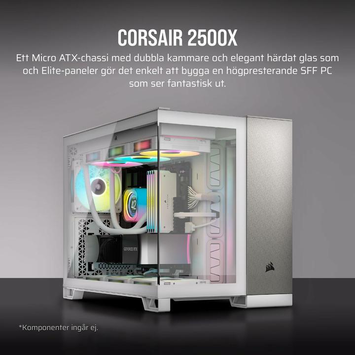 Produktbild Corsair 2500X (wei?/aluminium, Tempered Glass x 2) (ATX, Micro ATX (mATX), Mini-ITX)