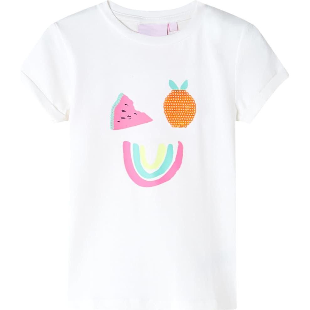 VidaXL, Jungen, Shirt, Kinder-T-Shirt Ecru 128,Material: 95 % Baumwolle. 5, Weiss, (128)
