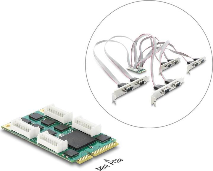 Produktbild Delock Mini PCIe I/O full size Karte zu 8 x Seriell RS-232 D