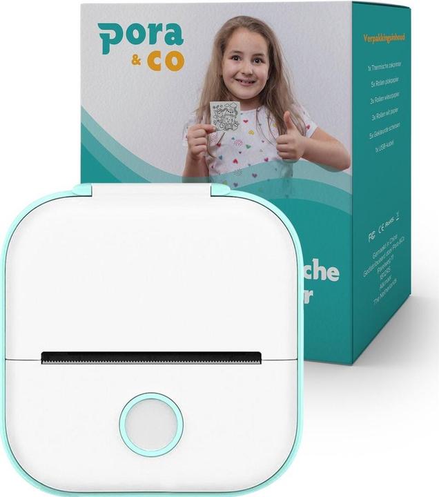 Produktbild Pora&Co Mini Fotoprinter For Smartphone Green (2950042026019) (Thermotransfer, Schwarz-Weiss)