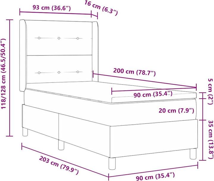Actual product image vidaXL Boxspringbett (90 x 200 cm)