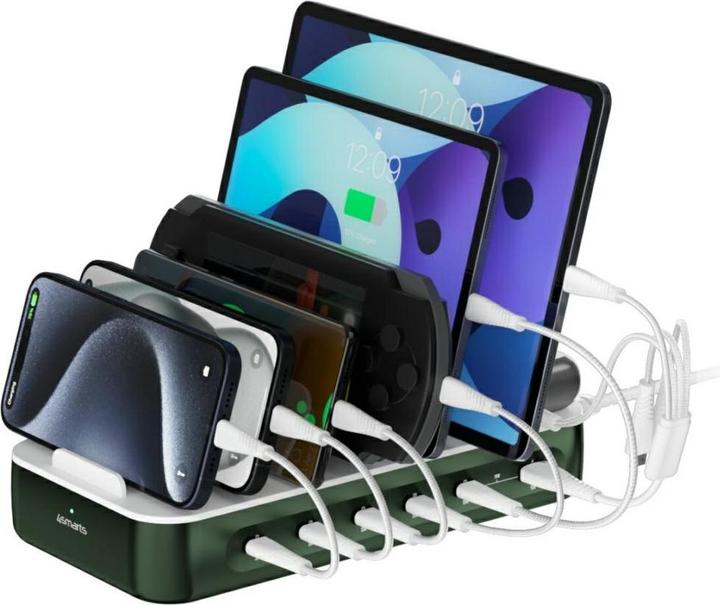 Produktbild 4smarts Ladestation Team 100W 5C/1A inkl. 6 Kabel Grün