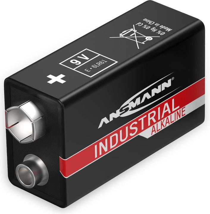 Produktbild Ansmann 9V-Blockbatterie, INDUSTRIAL, Alkaline, 1 Stück (1 Stk., 9V Block, 525 mAh)