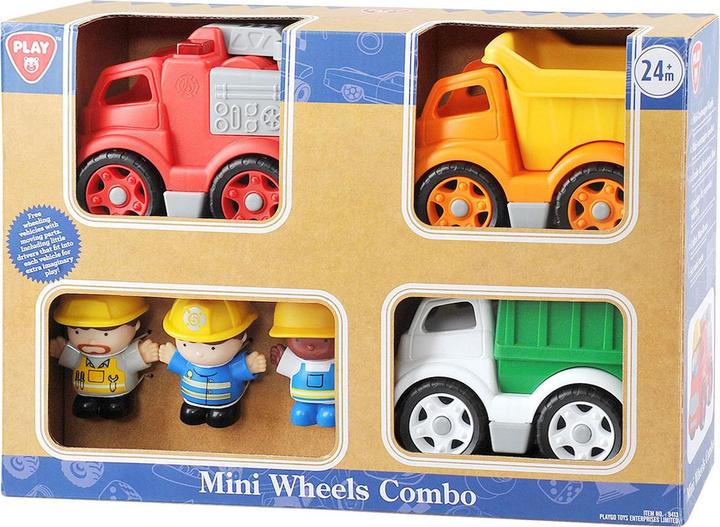 Productafbeelding Play Werkvoertuigen met figuren speelset, 6 stuks.