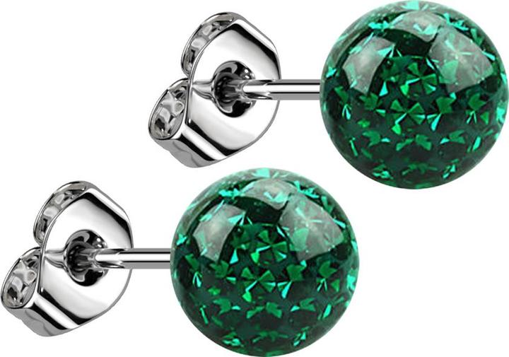 Immagine prodotto Star Piercing Orecchini a perno in argento con sfera di cristallo verde e strato protettivo epossidico (senza ottone, Acciaio chirurgico 316L)