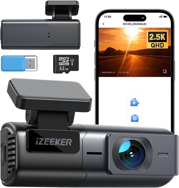 iZeeker 2,5K Dashcam mit WiFi und Nachtsicht (Wi-Fi, Night vision, 2.5K)