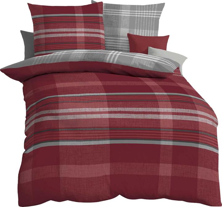 Produktbild Kaeppel Biber Bettwäsche Beyond burgund (Bettwäsche Set, 160x210 cm + 65x100 cm)