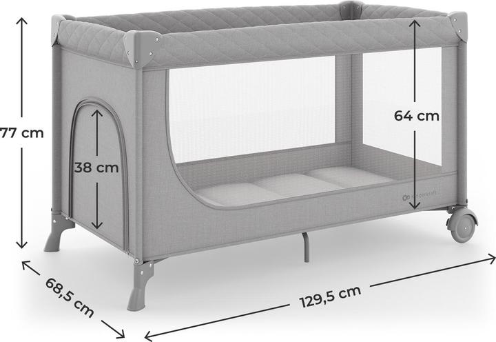 KinderKraft travel cot LEODY UP grey