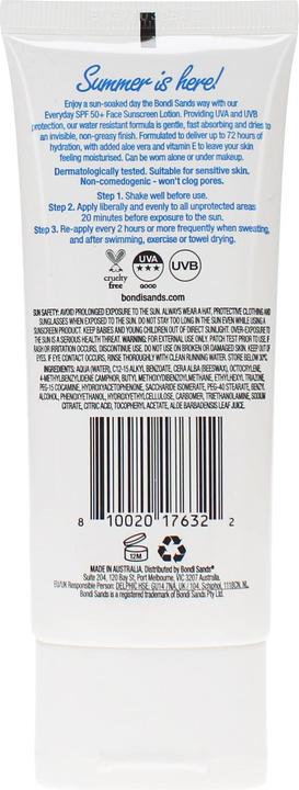 Actual product image Bondi Sands - Bs Spf 50+ Everyday Face Lotion (Sun cream face, SPF 50+, 75 ml)