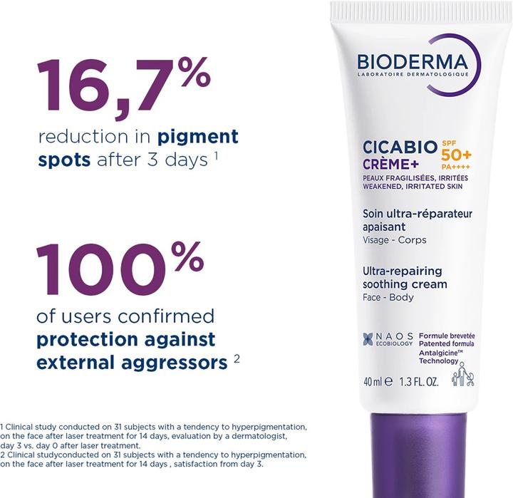 Produktbild Bioderma Feuchtigkeitsspendende Sonnencreme Cicabio Crème+ SPF50+ - 40 ml (Sonnencreme, SPF 50+, 40 ml)
