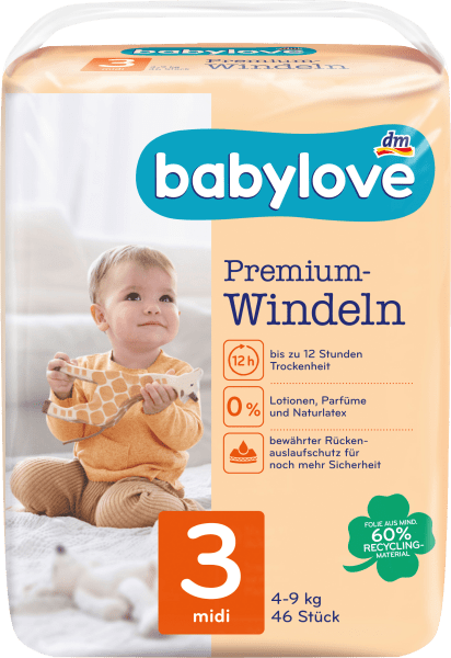 Immagine prodotto dm babylove Premium-Windeln (Dimensione 3, Pacco trasportabile, 46 Pezzo/i)