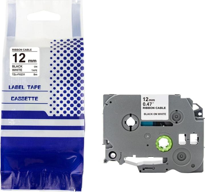 Produktbild Hermex Alternatives Etikettenband zu Brother TZe-FX231 Beschriftungsband (1.20 cm, Schwarz, Weiss)