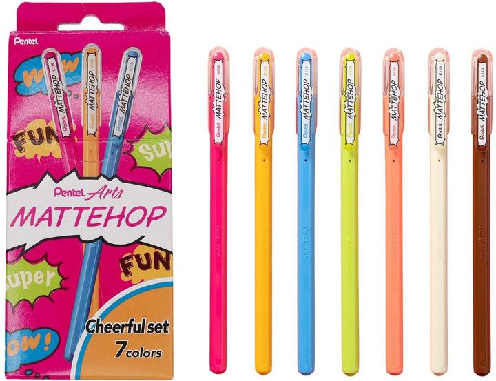 Produktbild Pentel Gelschreiber Mattehop Cheerful 1 mm, Mehrfarbig (Multicolor, 7x)