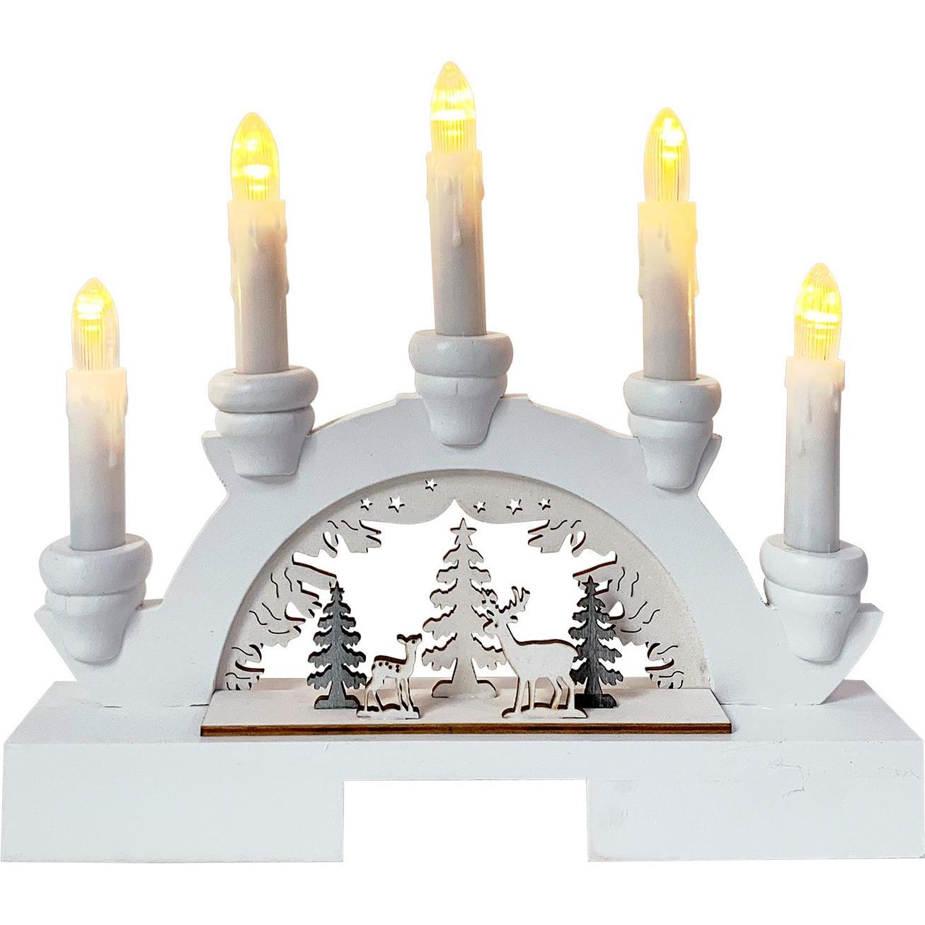 HTI-Living, Weihnachtsbeleuchtung, Leuchtbogen Rehe im Wald Weiss