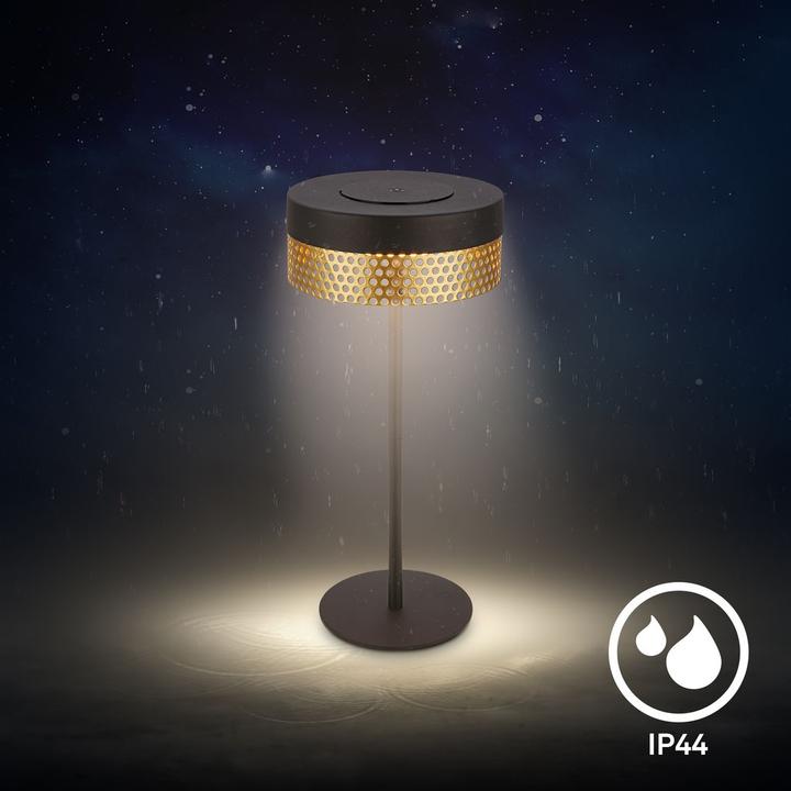 Image du produit Briloner Brilo unplugged BOOHA Akku Tischleuchte mit Lochblech - Schwarz, Gold (300 lm)