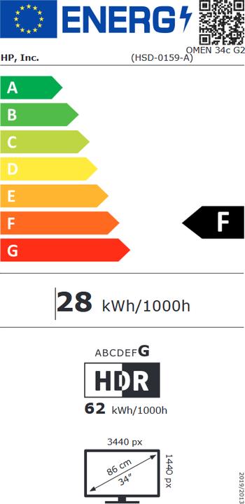 Energy Label HP OMEN 34c G2 (3440 x 1440 pixels, 34")