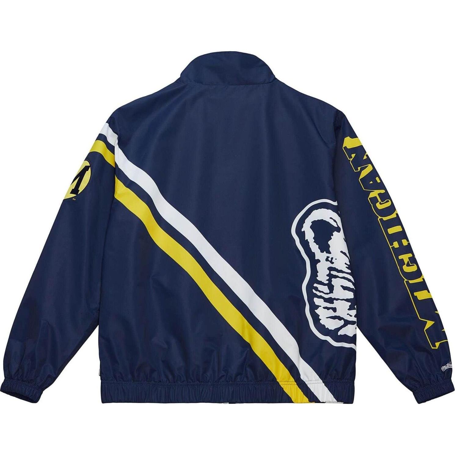 Thumbnail - Mitchell & Ness, Herren, Jacke, M&N Exploded Logo Warm Up Jacke University of Michigan - XXL (XXL), Blau, XXL