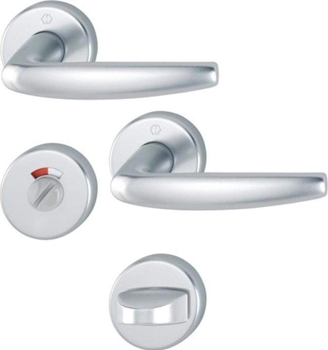 Actual product image Hoppe Rosette set Atlanta 1530/42KV/42KVS Aluminium F1 round SK/OL DIN left / right D/D (Door handle)