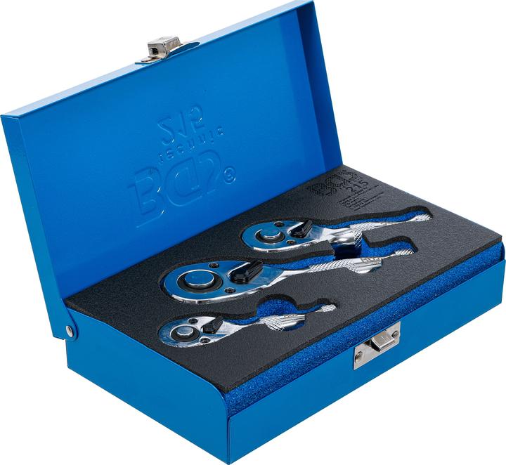 Produktbild BGS Mini-Umschaltknarren-Satz 6,3 mm (1/4") / 10 mm (3/8") / 12,5 mm (1/2") 3-tlg. (1/2", 1/4", 3/8")
