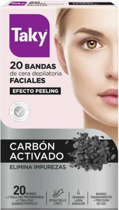 Taky CARBON ACTIVADO bandas cera faciales depilatorias 20 uds (20 x)