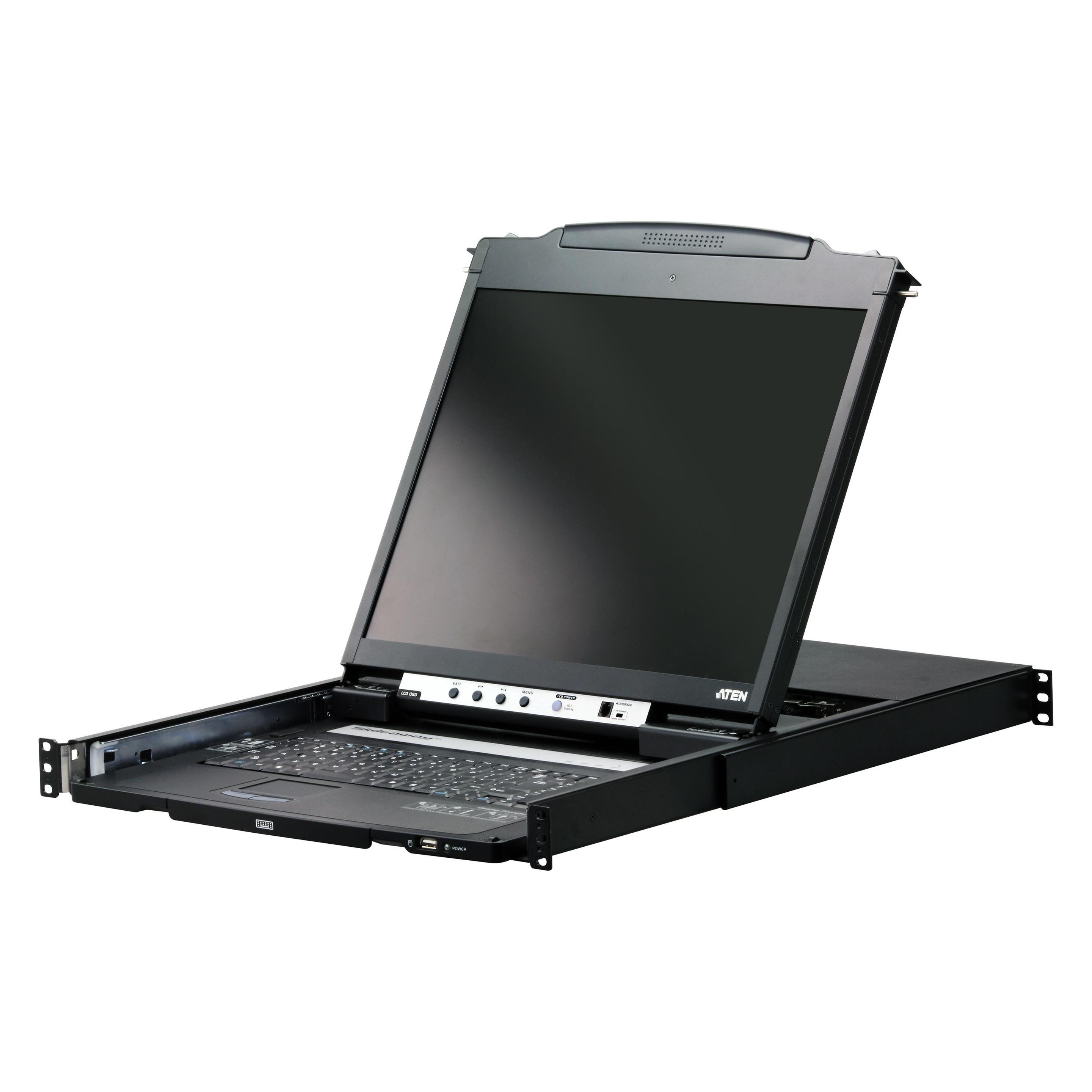 Aten CL5800N Ch Console Lcd 19" A Doppia Guida, 19" 1U (PS/2-USB, Vga) Layout Ch, Switch Kvm, Nero