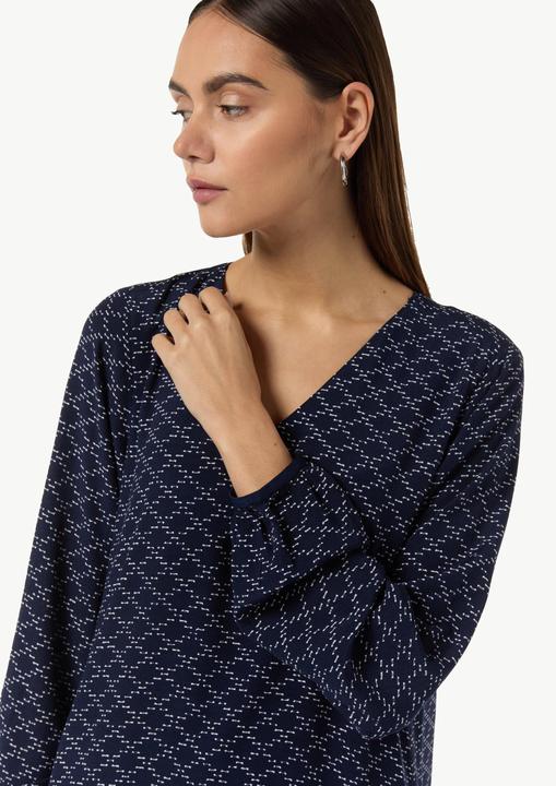 Image du produit Comma Robe imprimée à manches élastiques, encolure découpée avec bouton (40)