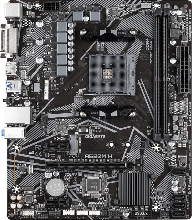 Actual product image Gigabyte A520M H (AM4, AMD A520, mATX)