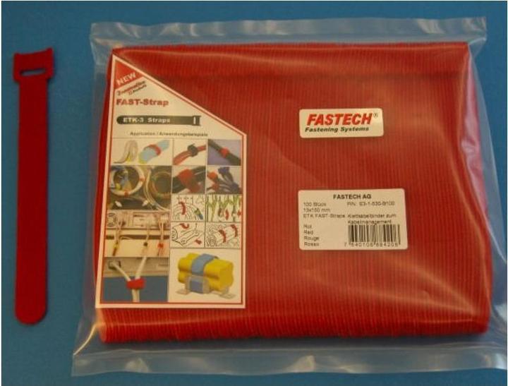 Actual product image Fastech ETK-3-1 Cabel Strap, red (Velcro cable ties, 150 mm, 100 pcs.)