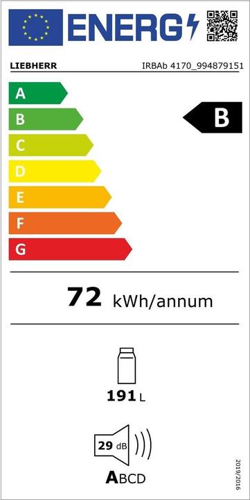 Label énergétique Liebherr Réfrigérateur intégrable avec BioFresh Professional et AutoDoor (190 l)