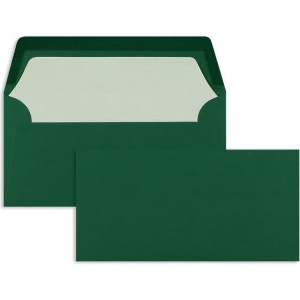 Blanke, Briefumschlag, Briefumschläge DINlang 100g/qm gummiert VE=100 Stück tannengrün (110 x 220 mm, 100 x)