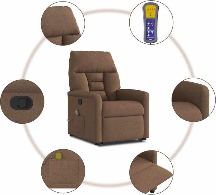 Actual product image vidaXL Massage chair with stand-up aid brown fabric