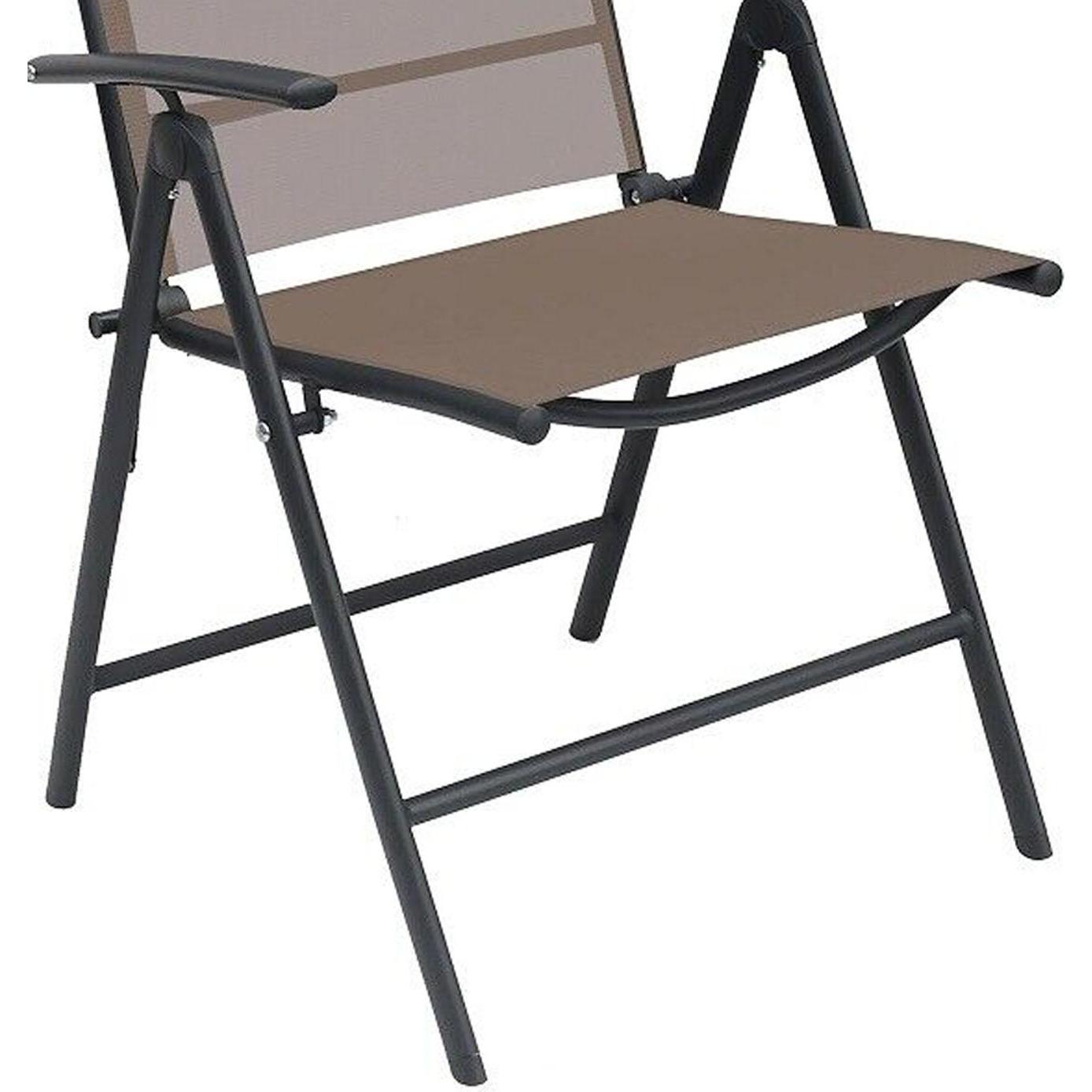 Mojawo, Gartenstühle, Garten Klappstuhl Gartenstuhl Textilen Anthrazit - Schokobraun 7 Pos.