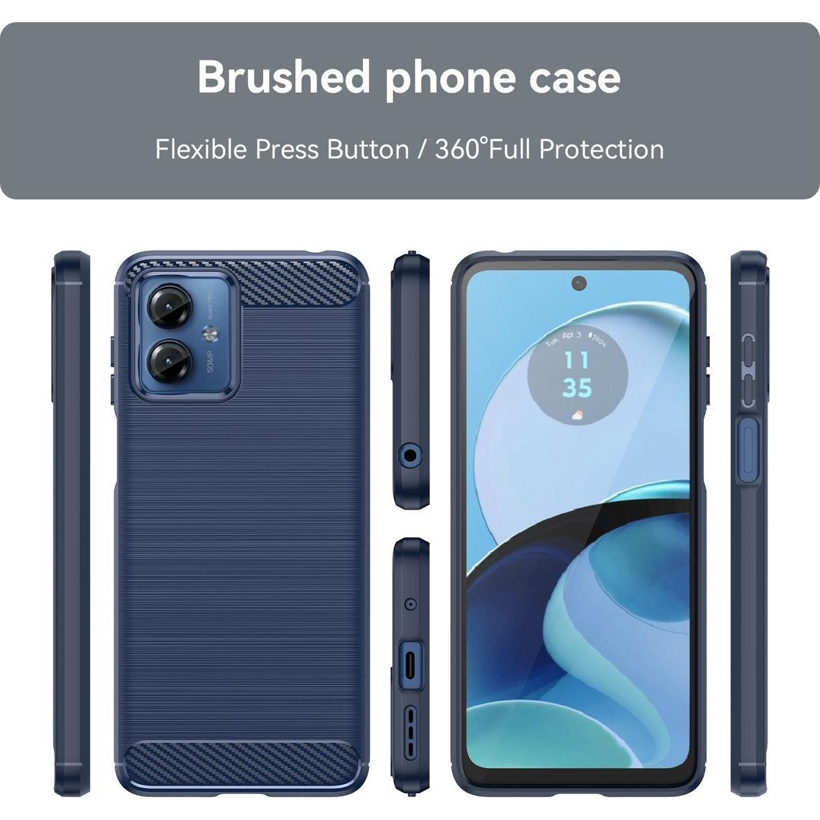 Thumbnail - König Design Schutz Handy Hülle für Motorola Moto G14 Case Cover Carbon Bumper Etuis Schale (Motorola Moto G14), Smartph...