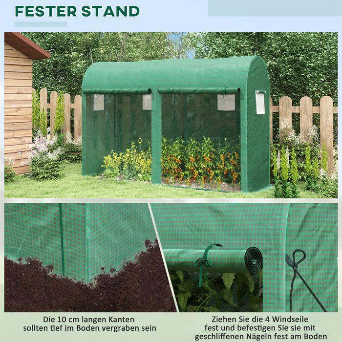 Actual product image Swisshandel24 Foliengewächshaus 300x100x200 cm, 4 Fenster, 2 Türen aus PE-Kunststoff und Stahl