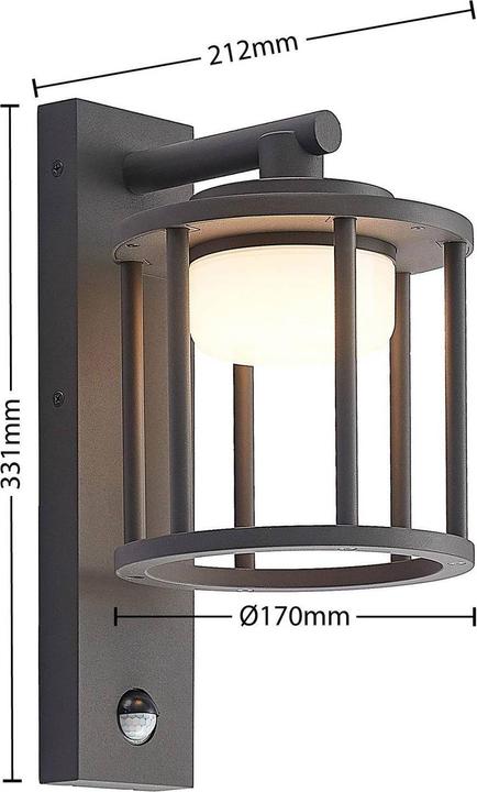 Image du produit Lucande Applique murale d'extérieur Berenike avec capteur (GX53, IP44)