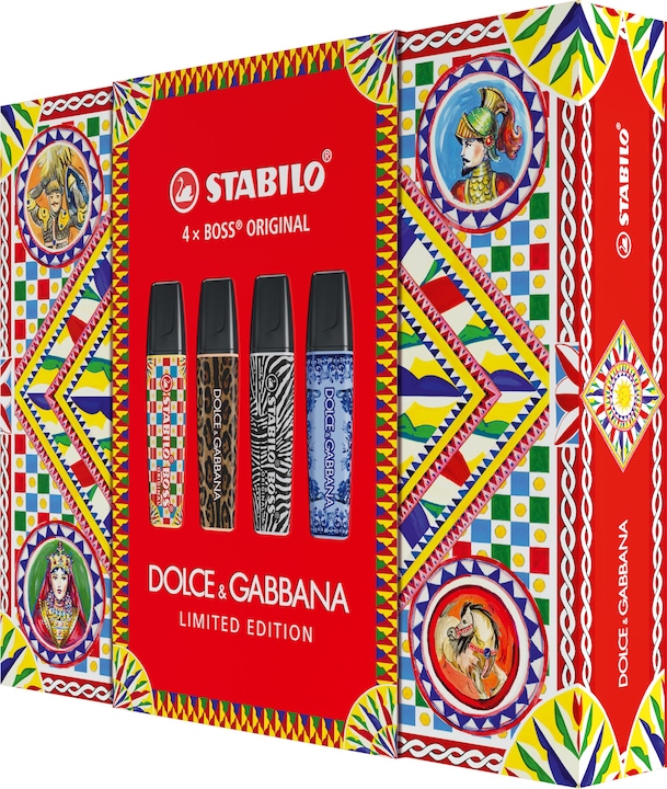 Produktbild STABILO Boss Original x Dolce & Gabbana Box (Schwarz, Wolkenblau, Beige, Pastellgelb, 5 mm, 4 x)