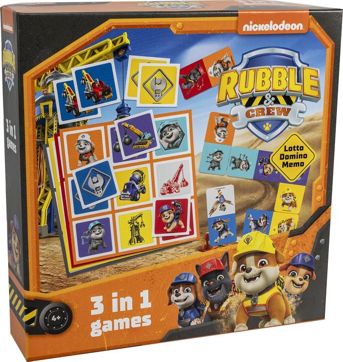 Productafbeelding Selecta Spielzeug PAW Patrol Rubble & Crew 3in1 Memo Lotto Domino (Zweeds, Engels, Fins, Noors, Deens)