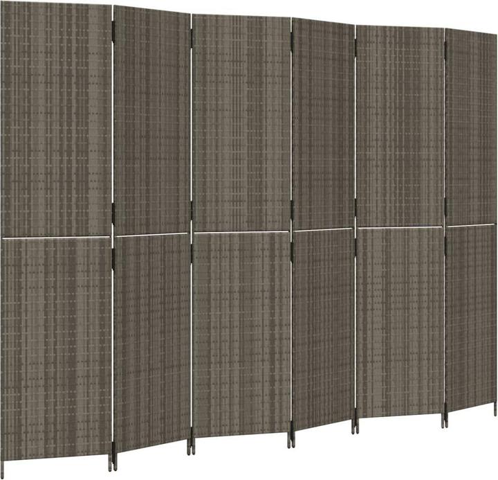Produktbild vidaXL Paravent 6-tlg. Grau Poly Rattan,Farbe: Grau,Material: Poly