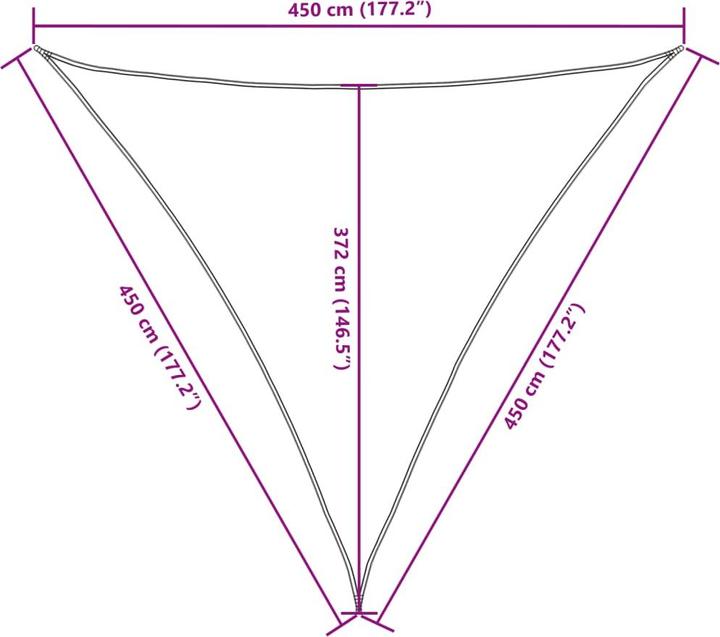 Produktbild vidaXL Sonnensegel (450 x 450 x 450 cm)