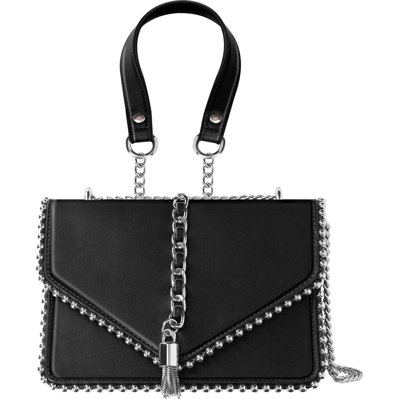 Gallantry, Handtasche, Trendy Handtasche mit Henkel aus Metallkette, Schwarz