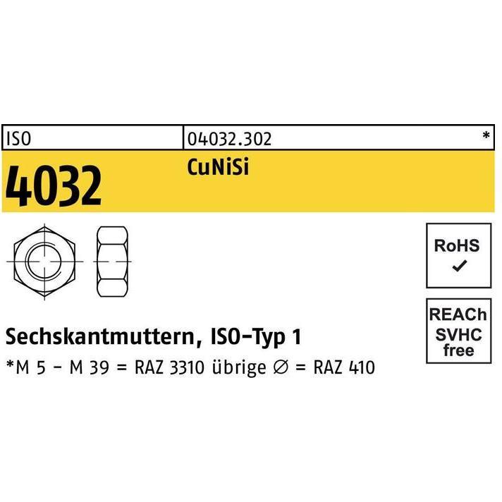 Bufab, Muttern + Unterlegscheiben, Sechskantmutter ISO 4032 M 16 CuNiSi (M16)